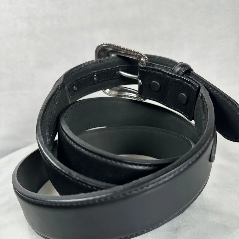 Nocona‎ plain Black Leather Belt with Silver Buckle western cowboy